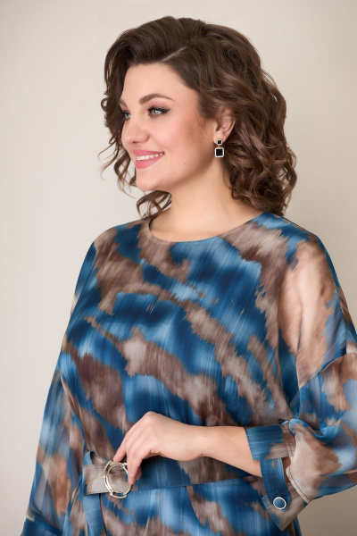 Платье VOLNA 1275 бежево-голубой - фото 4