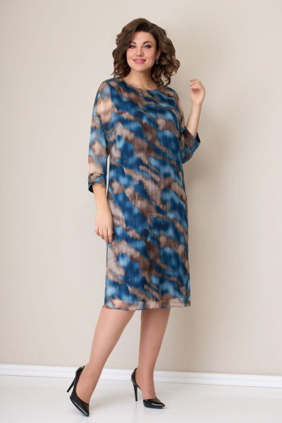 Платье VOLNA 1275 бежево-голубой - фото 2
