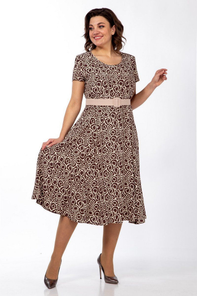 Жакет, платье Милора-стиль 979 беж+коричневый - фото 3