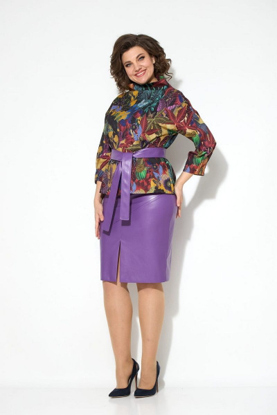 Блуза, юбка Koketka i K 1015 фиолетовый+цветы - фото 6