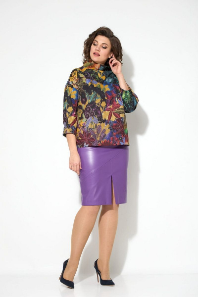 Блуза, юбка Koketka i K 1015 фиолетовый+цветы - фото 5
