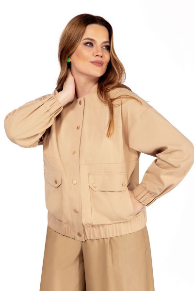 Блуза, брюки, куртка Olegran 3861/1 бежевый+лимон - фото 3