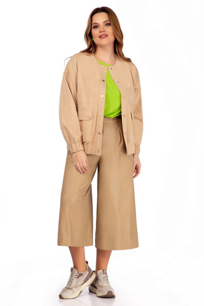 Блуза, брюки, куртка Olegran 3861/1 бежевый+лимон - фото 1