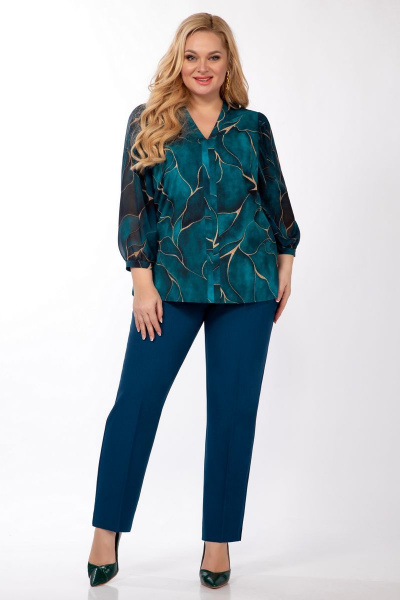 Блуза, брюки Элль-стиль 2192 темно-бирюзовый - фото 1