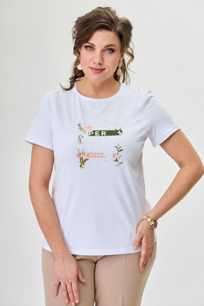 Брюки, жакет, футболка T&N 7355 бежевый+белый - фото 9