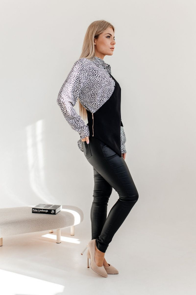 Блуза, жилет Amberа Style 2020 черно-белый - фото 2