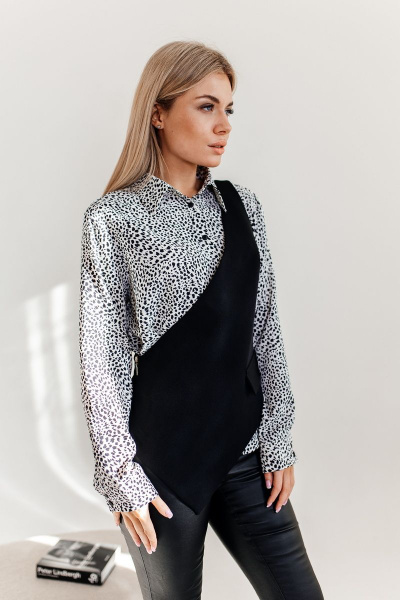 Блуза, жилет Amberа Style 2020 черно-белый - фото 5