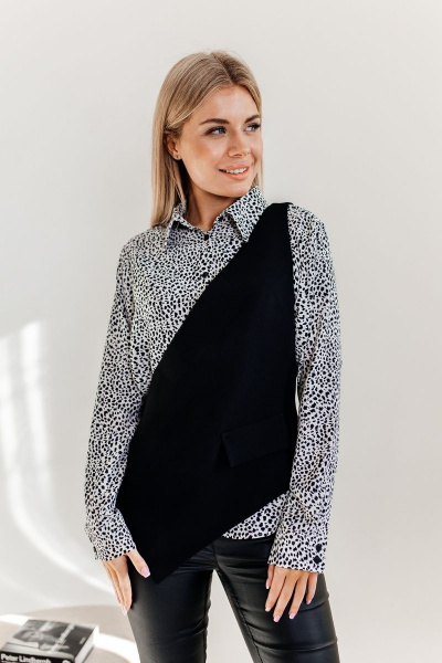 Блуза, жилет Amberа Style 2020 черно-белый - фото 1