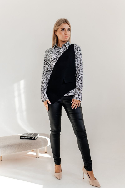 Блуза, жилет Amberа Style 2020 черно-белый - фото 4