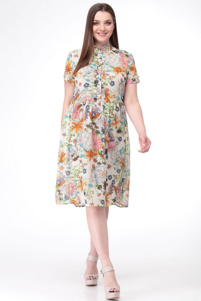 Платье LadisLine 1092 цветочный - фото 1
