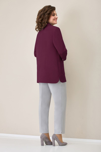Блуза, брюки, жакет VOLNA 1277 сливовый/светло-серый - фото 5