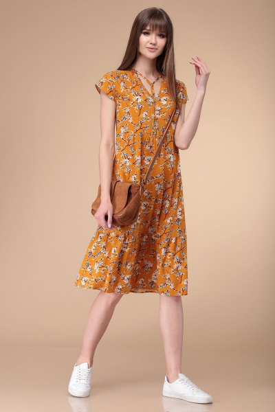 Платье Линия Л Б-1734 оранжевый - фото 1