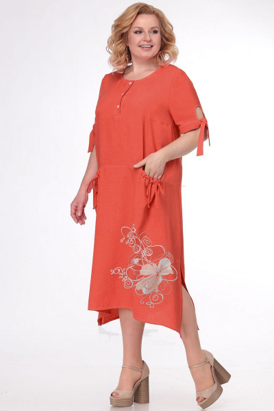 Платье LadisLine 1080 бл.лосось - фото 2