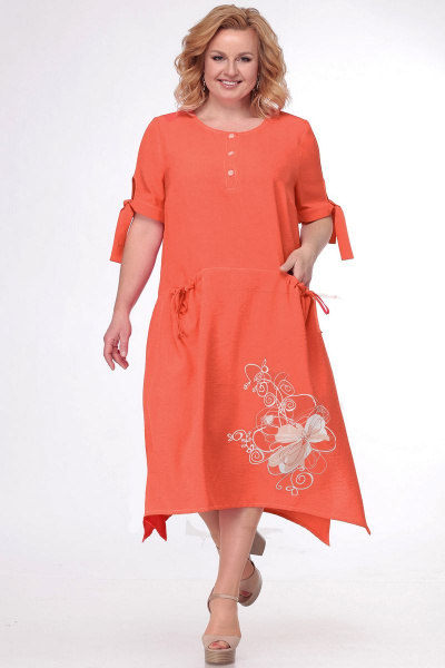 Платье LadisLine 1080 бл.лосось - фото 1