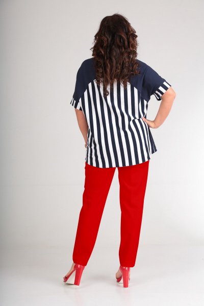 Блуза, брюки Andrea Style 00165 синий+красный - фото 4