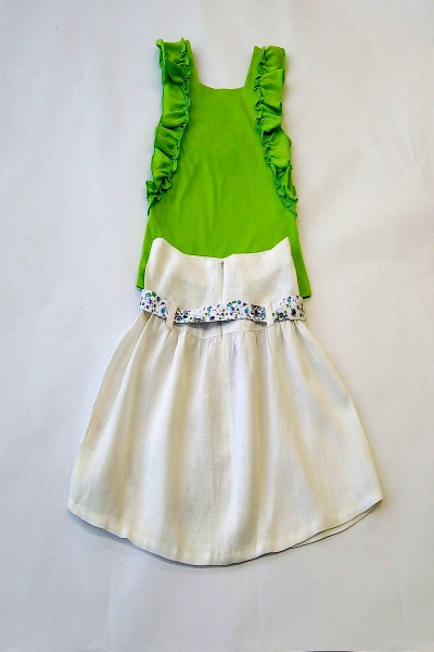 Блуза, юбка Юнона М6629 зеленый+белый - фото 2