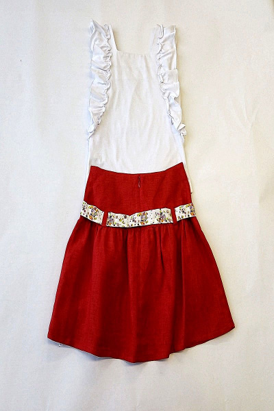 Блуза, юбка Юнона М6629 белый+красный - фото 2