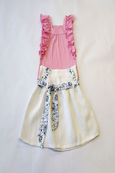 Блуза, юбка Юнона М6629 розовый+белый - фото 1