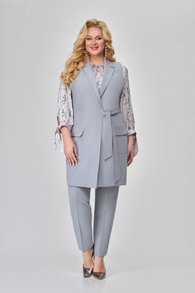 Блуза, брюки, жилет Svetlana-Style 1721 серый+молочный - фото 1