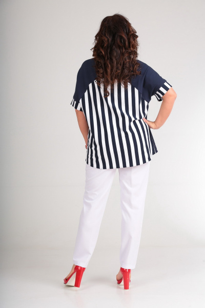 Блуза, брюки Andrea Style 00165 синий+белый - фото 6