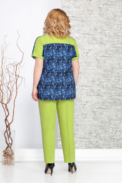 Блуза, брюки Ивелта плюс 2883 синий+зеленый - фото 2