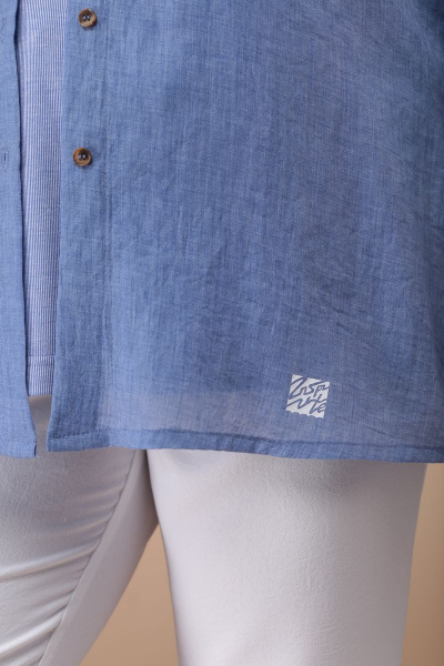 Блуза, брюки, туника Линия Л А-1729 голубой-белый - фото 2