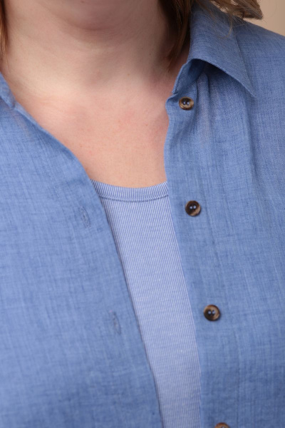 Блуза, брюки, туника Линия Л А-1729 голубой-белый - фото 4