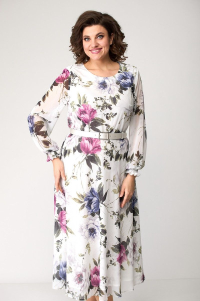 Платье Moda Versal П2360 молочный+фиолетовый - фото 4