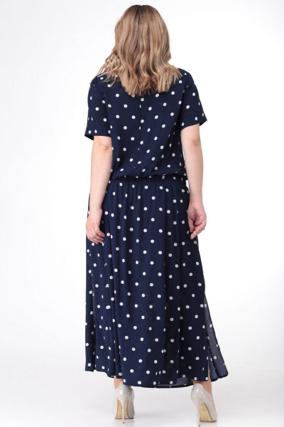 Платье LadisLine 1089 синий-горохи - фото 4