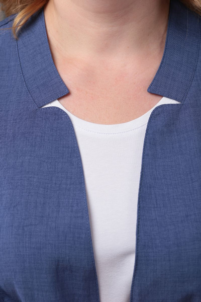 Блуза, брюки, жилет Линия Л А-1730 синий-белый - фото 4