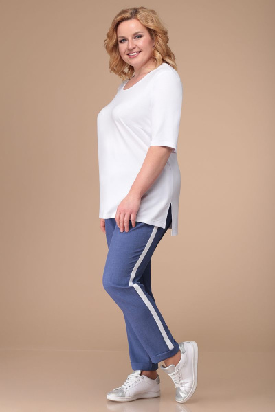 Блуза, брюки, жилет Линия Л А-1730 синий-белый - фото 5
