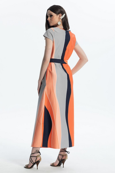 Платье Diva 1480 оранжевый-синий - фото 2