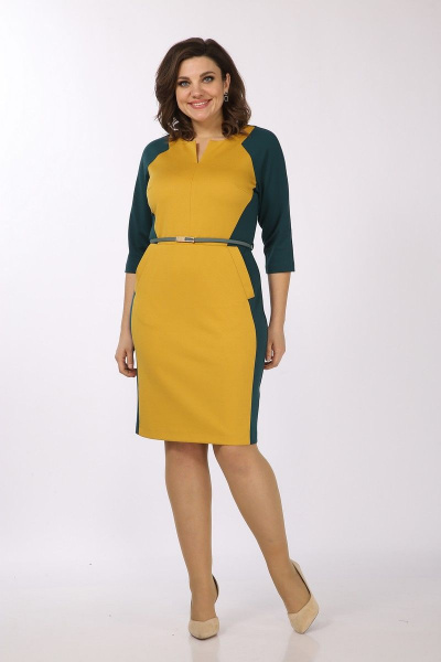 Платье Lady Style Classic 814 желтый_с_зеленым - фото 1