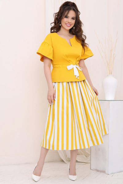 Блуза, юбка Мода Юрс 2688-1 желтый_полоска - фото 1