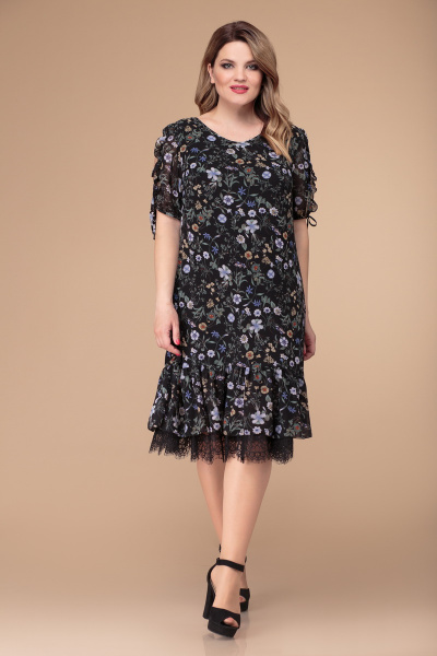 Платье Svetlana-Style 1199 черный+мелкие_цветы - фото 1