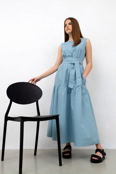 Платье Individual design 21149 серо-голубой - фото 4