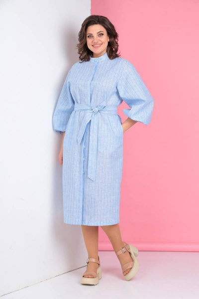 Платье LadisLine 1283 голубой/полоска - фото 1