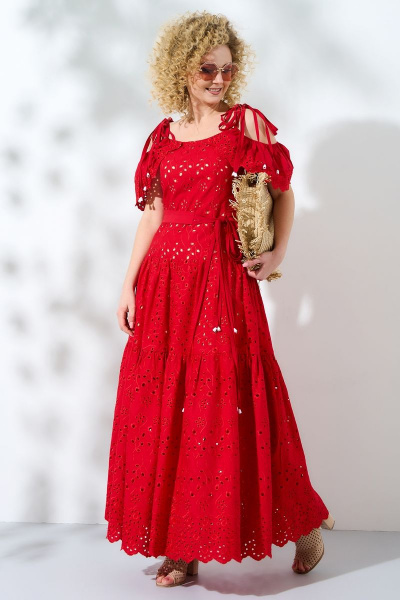 Платье Euromoda 355/1 красный - фото 2
