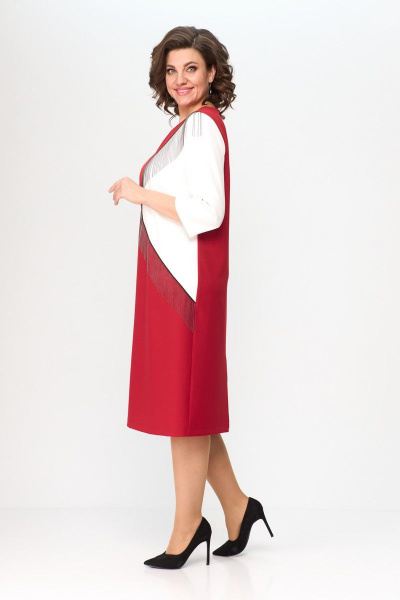 Платье ANASTASIA MAK 1090 красно-белый - фото 4