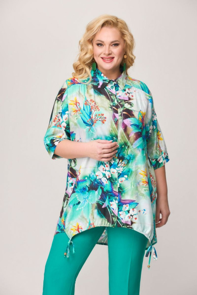 Блуза, брюки Svetlana-Style 1661 бирюзовый+цветы - фото 3