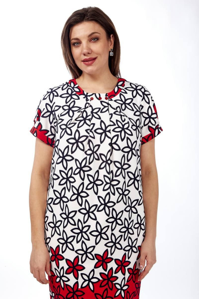 Платье Lady Style Classic 1075 молочный_с_красным - фото 2
