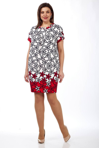 Платье Lady Style Classic 1075 молочный_с_красным - фото 1