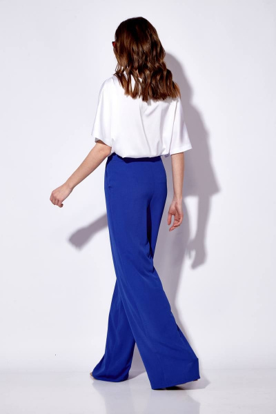 Блуза, брюки Viola Style 20632 белый-синий - фото 2