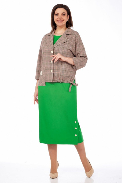 Жакет, платье Matini 1.1573 зелень+клетка - фото 1