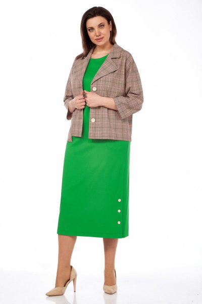 Жакет, платье Matini 1.1573 зелень+клетка - фото 3