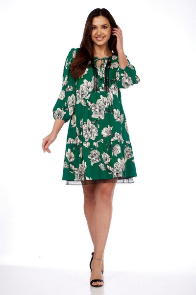 Платье Милора-стиль 1035 зеленое_в_цветы - фото 1