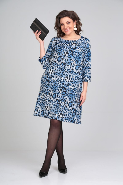 Платье Michel chic 2121 синий-леопард - фото 1