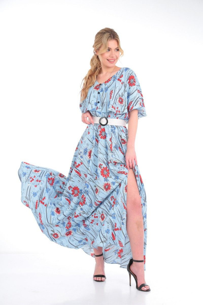 Платье, пояс Anastasia 892 голубой/молочный.пояс - фото 5