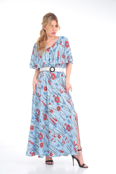 Платье, пояс Anastasia 892 голубой/молочный.пояс - фото 4