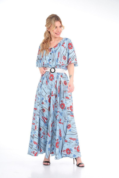 Платье, пояс Anastasia 892 голубой/молочный.пояс - фото 3